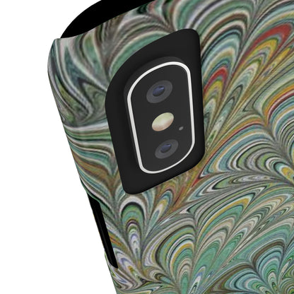 Deep Green Peacock Italian Marbled Design, Italy Feather Phone Case, Multi-Color, Slim Phone Cases, Case-Mate IPHONE16 and all sizes