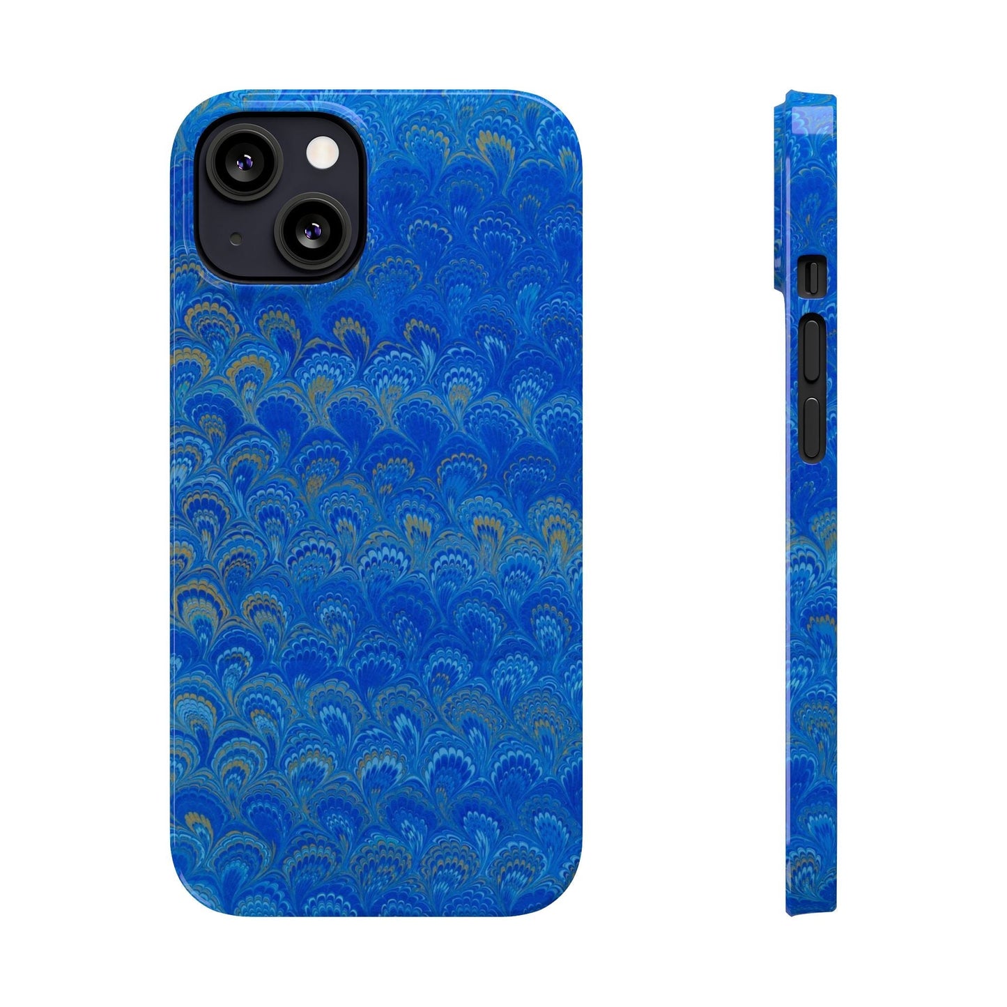 Blue Marbled Design, Italy Feather Phone Case, Multi-Color, Slim Phone Cases, Case-Mate IPHONE16 and all sizes