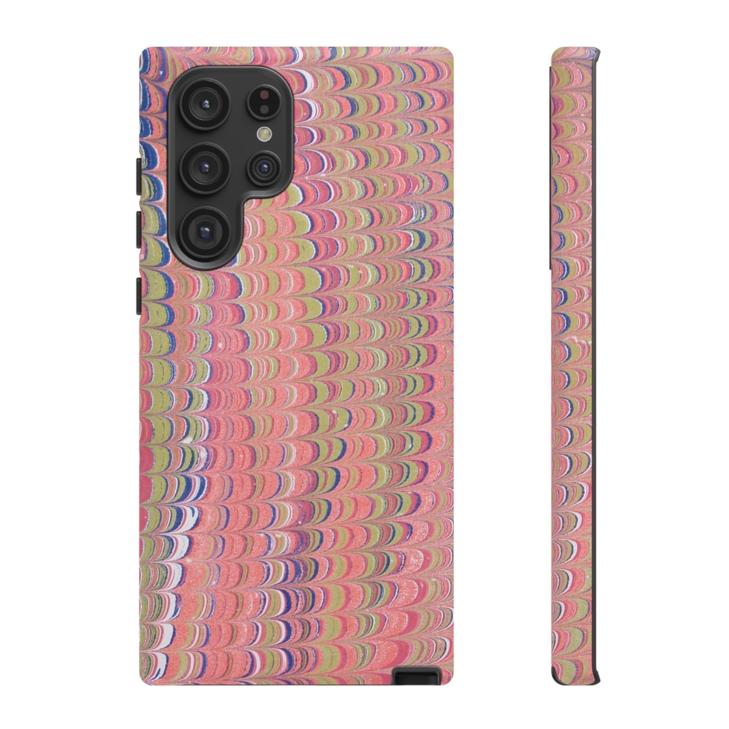 Pink Pastels Feather Marbled Vintage Design iPhone 16 + Samsung + Apple + Google - 2 finishes