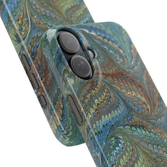 Blue and Green Italian Marbled Swirl Design, Italy Feather Phone Case, Multi-Color, Slim Phone Cases, Case-Mate IPHONE16 and all sizes