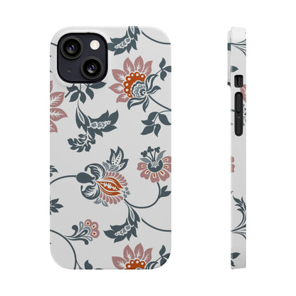 Pink and Green Flower Pattern, Floral Slim Phone Cases, Case-Mate IPHONE16 and all sizes