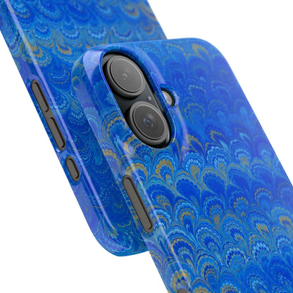 Blue Marbled Design, Italy Feather Phone Case, Multi-Color, Slim Phone Cases, Case-Mate IPHONE16 and all sizes