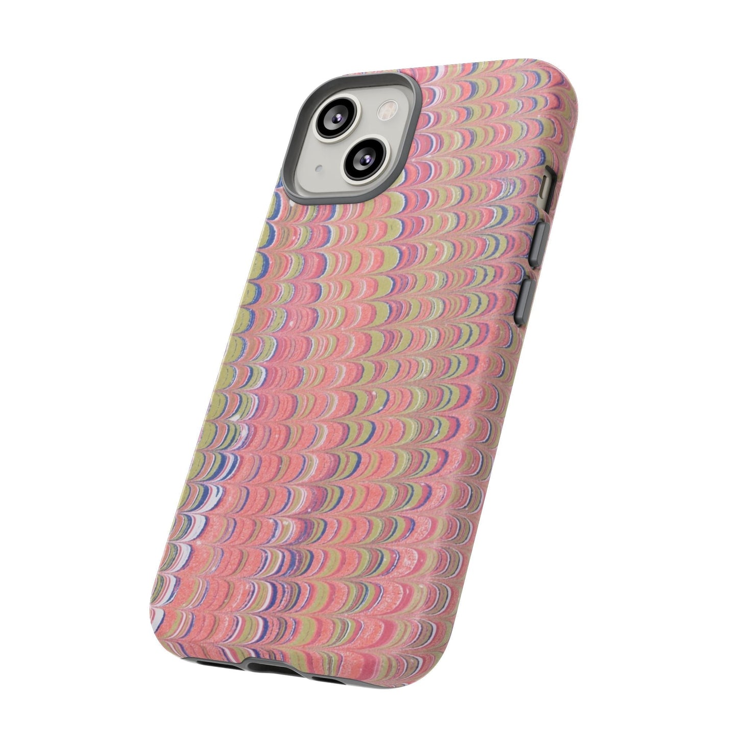 Pink Pastels Feather Marbled Vintage Design iPhone 16 + Samsung + Apple + Google - 2 finishes