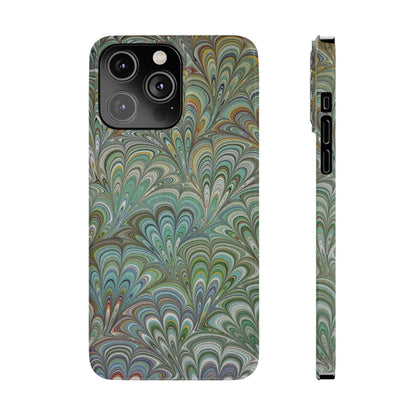 Deep Green Peacock Italian Marbled Design, Italy Feather Phone Case, Multi-Color, Slim Phone Cases, Case-Mate IPHONE16 and all sizes
