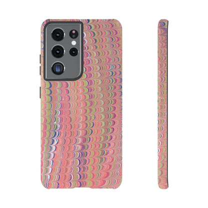 Pink Pastels Feather Marbled Vintage Design iPhone 16 + Samsung + Apple + Google - 2 finishes